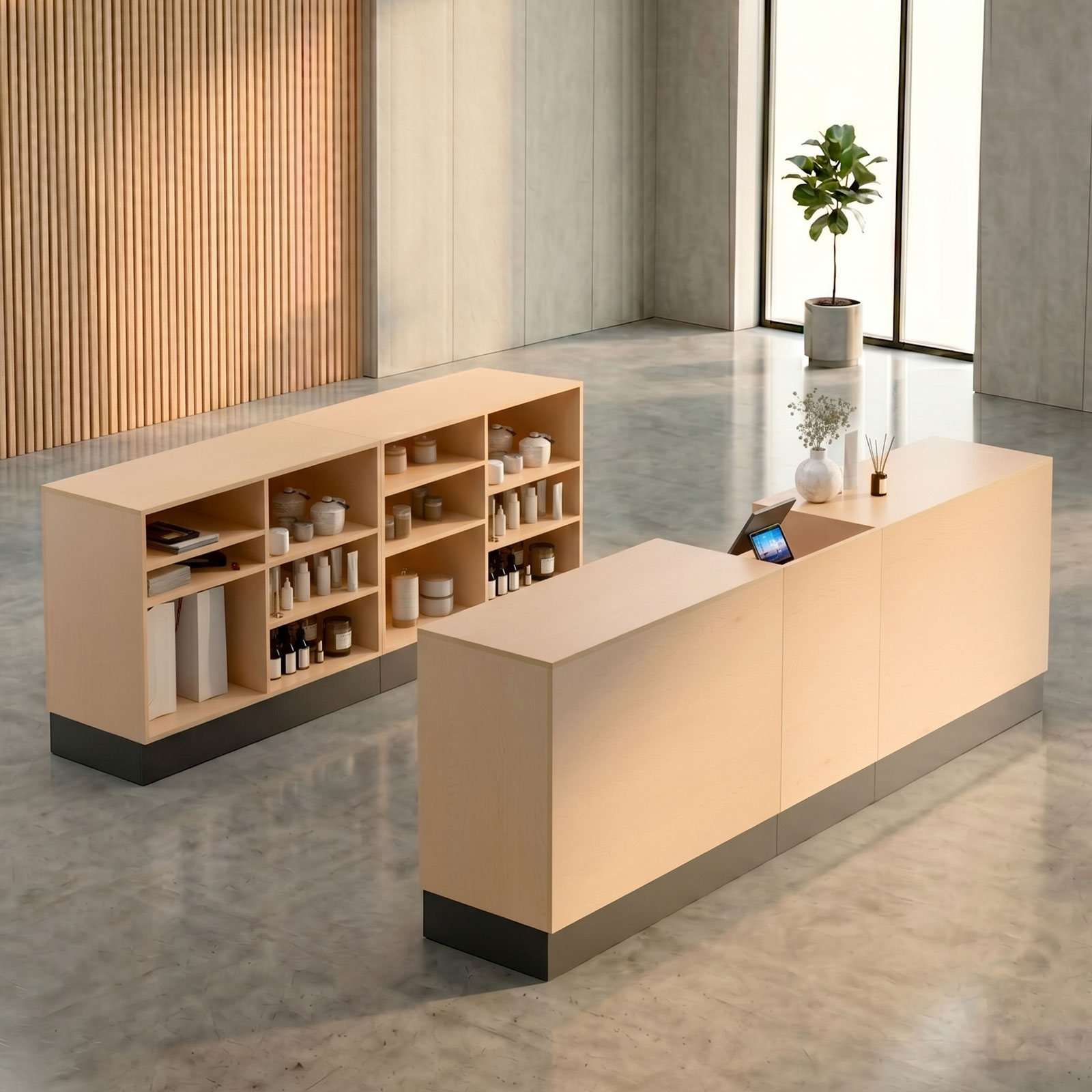 48" Sales Counter, Flat Tabletop, Open Storage - Image 4