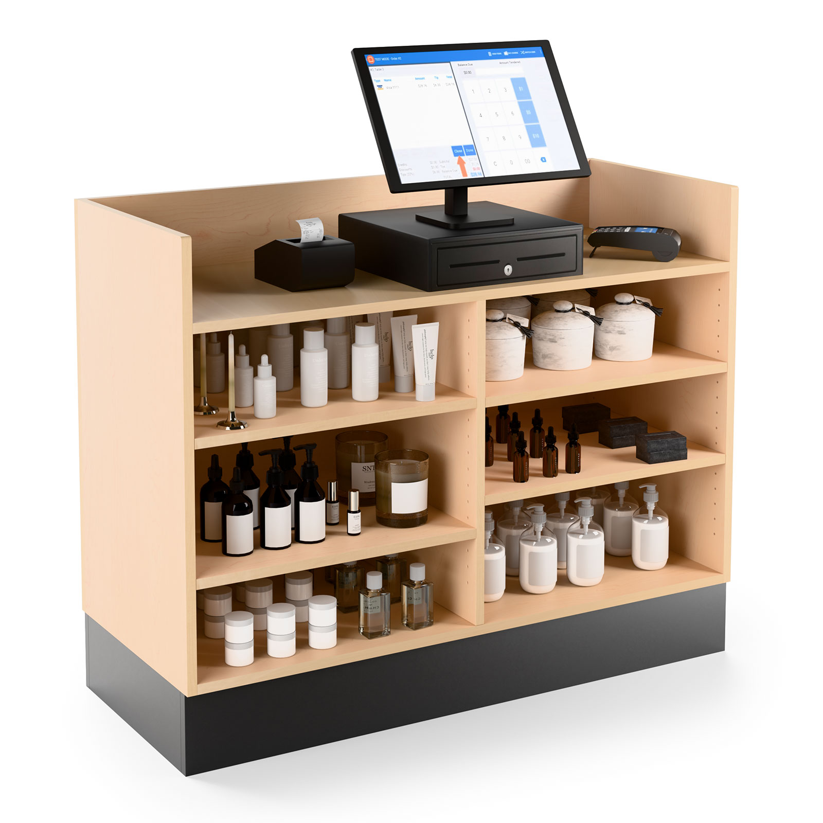 48" Sales Counter, Recessed Ledge Top, Open Storage - Image 3