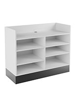 Recessed top sales counter with open storage ships fully assembled