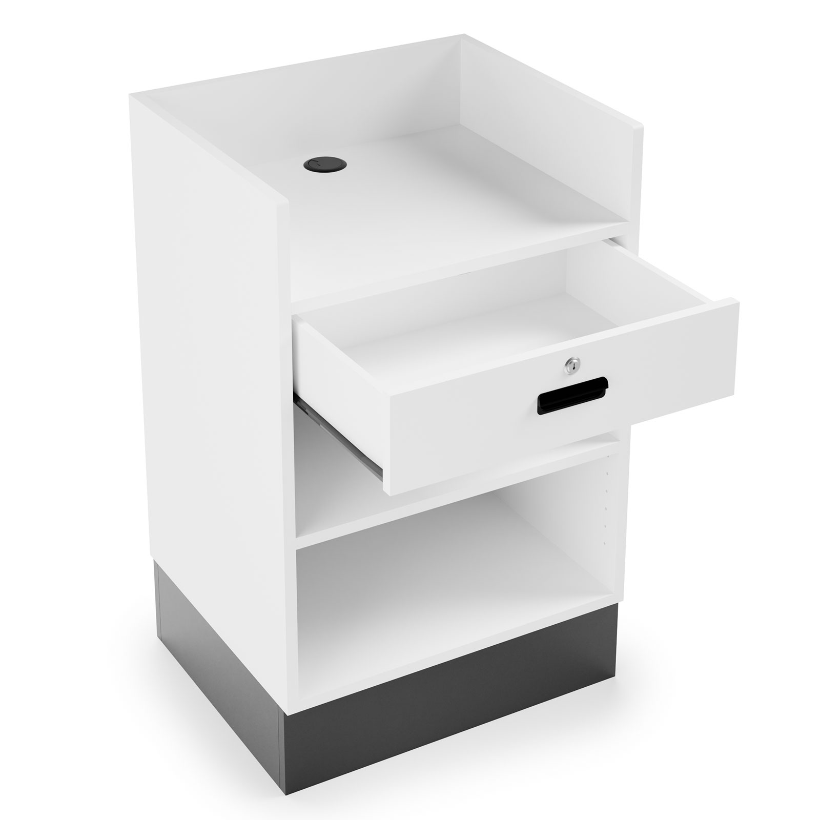 24" Register Stand, Recessed Ledge Top, Locking Drawer - Image 3