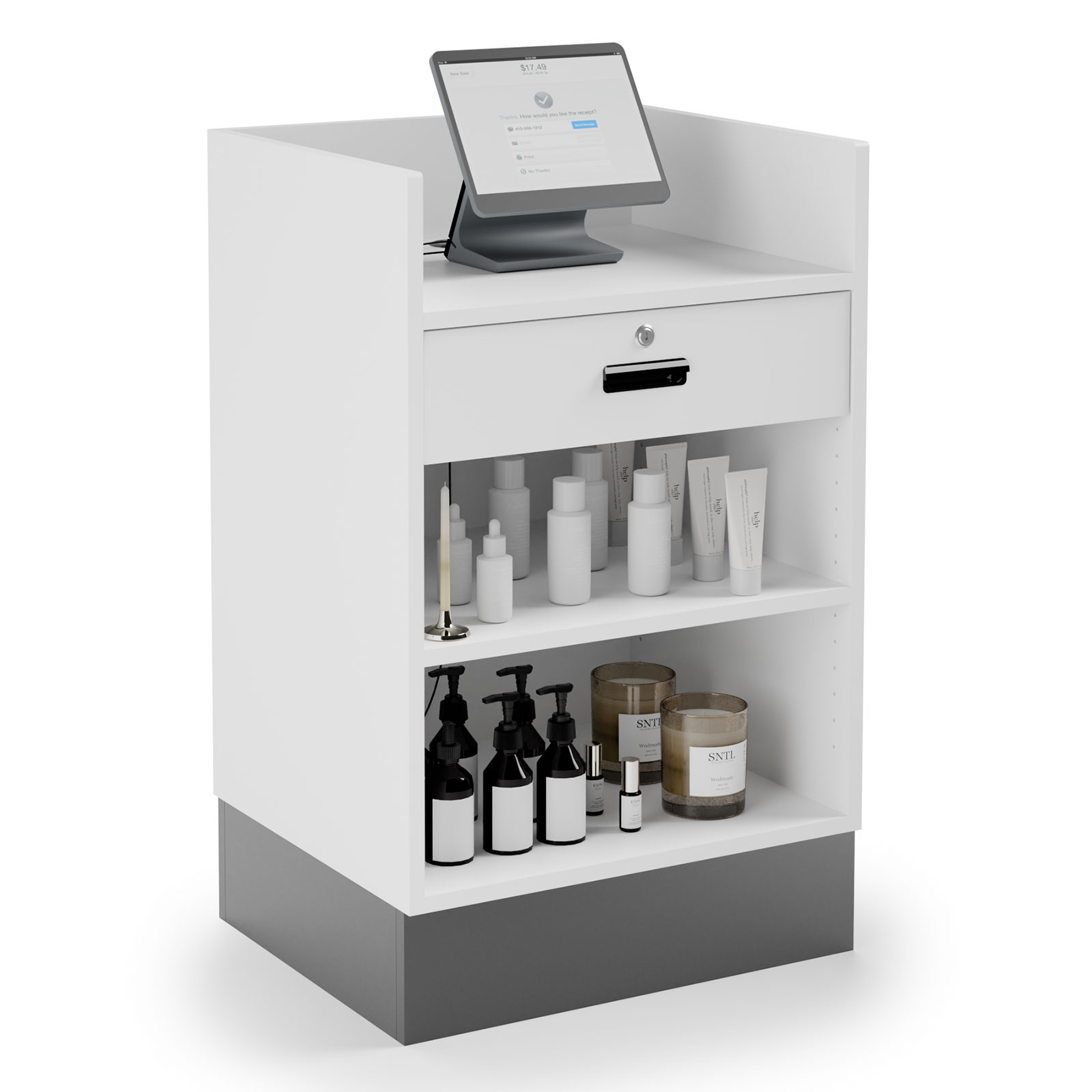 24" Register Stand, Recessed Ledge Top, Locking Drawer - Image 4