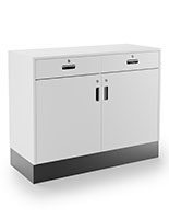 Flat top sales counter with lockable storage keeps cash, important documents, or supplies safe and secure