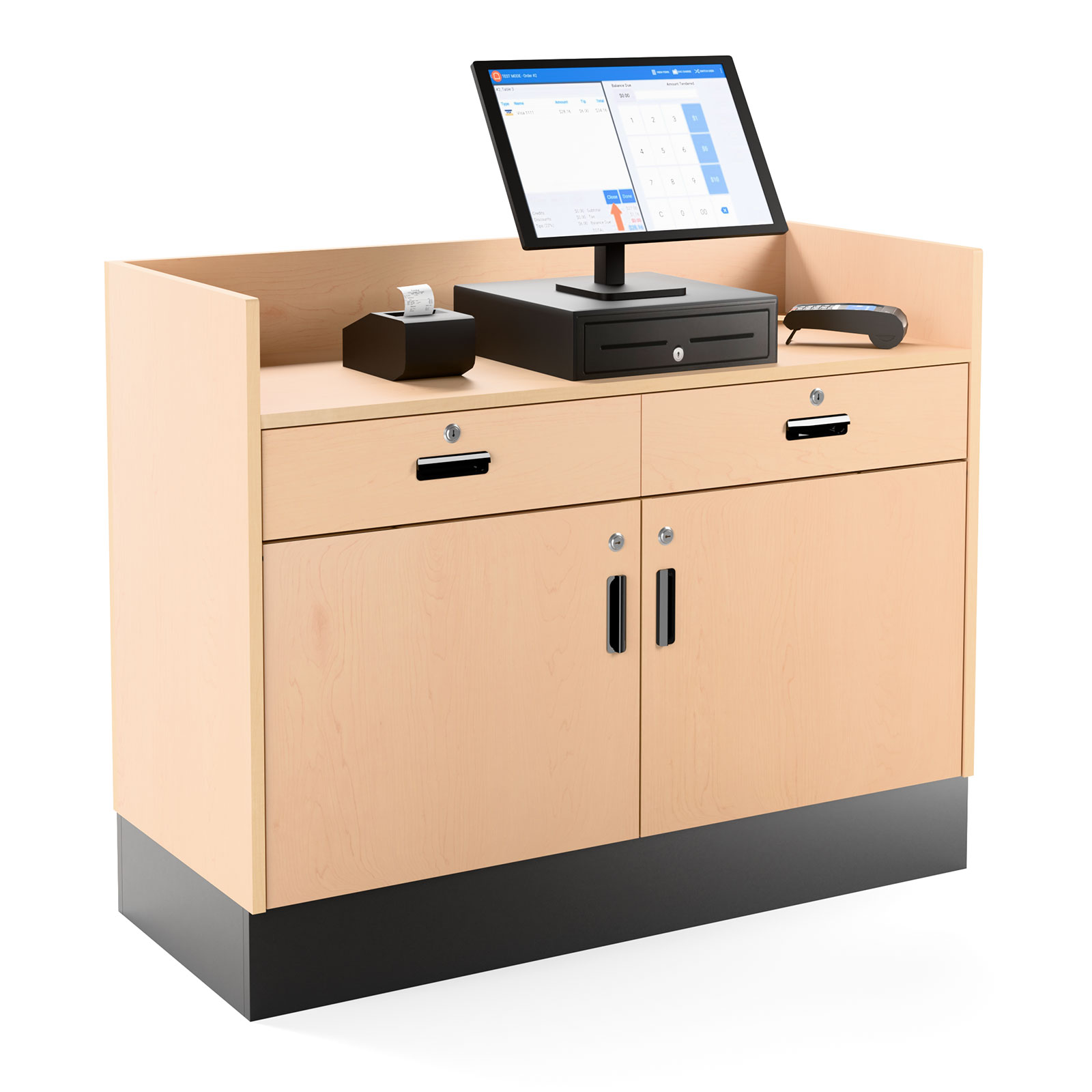 48" Sales Counter, Recessed Ledge Top, Locking Storage - Image 4
