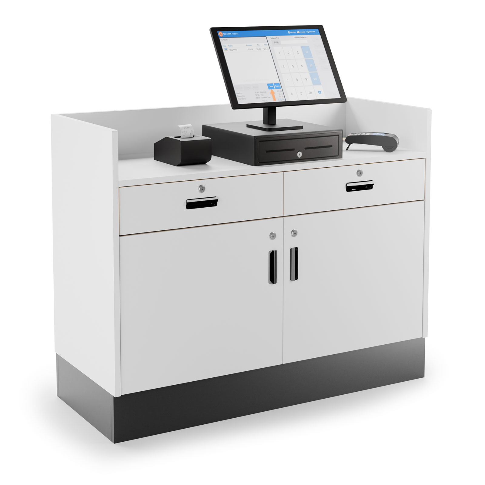 48" Sales Counter, Recessed Ledge Top, Locking Storage - Image 4