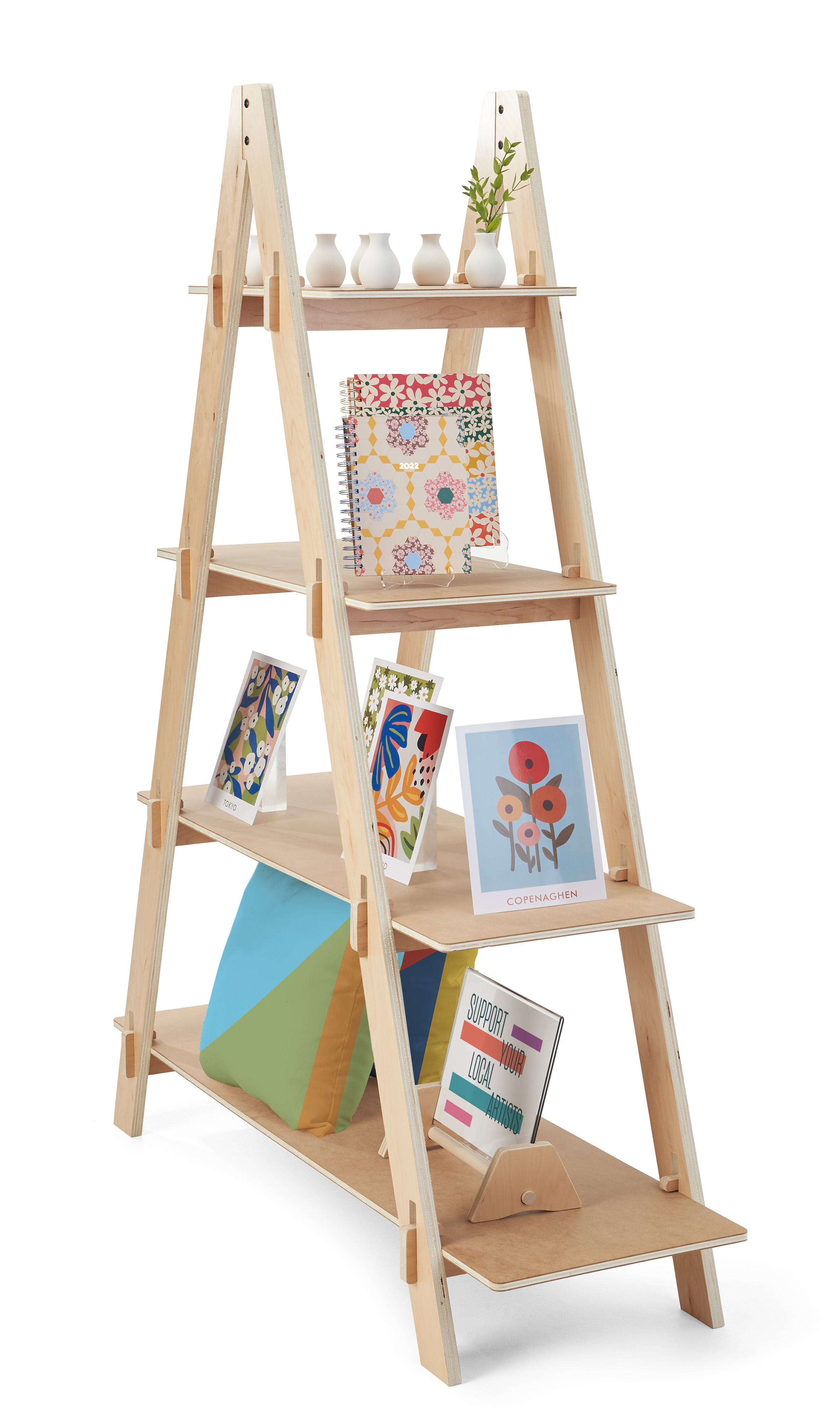 47 x 65.25 Multi-Tier Shelving Display, Floor Standing, Collapsible Design - Natural - Image 5