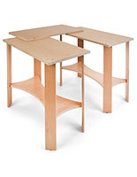 Collapsible wooden display tables with 25lb lightweight build