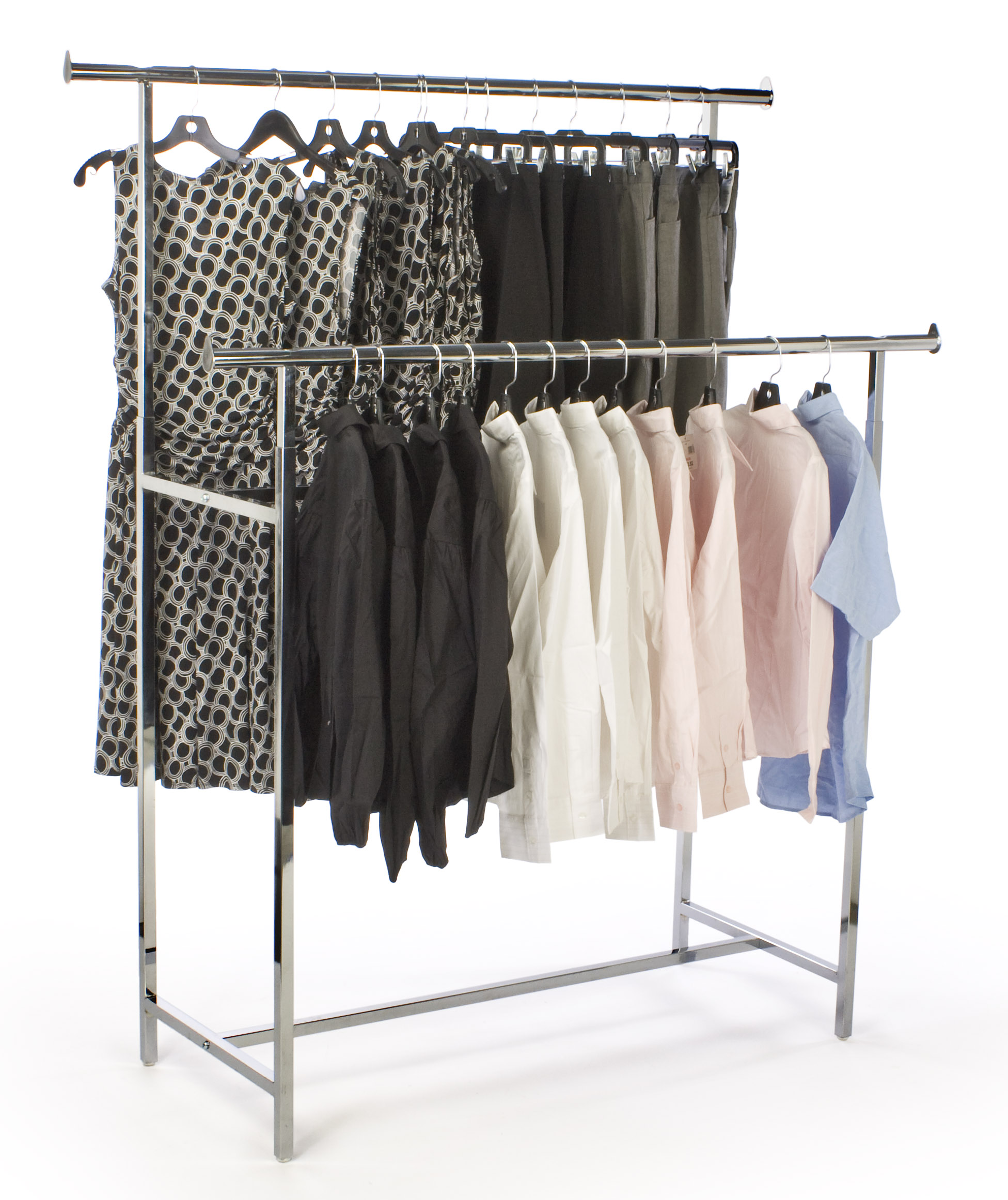 Straight Rod Clothes Rack | Adjustable Height Garment Display | Displays2Go