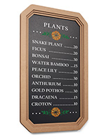 Small framed chalkboard sign is fully recyclable