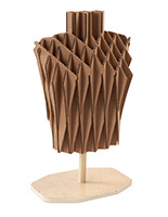 Cardboard mannequin torso with poplar wood base construction