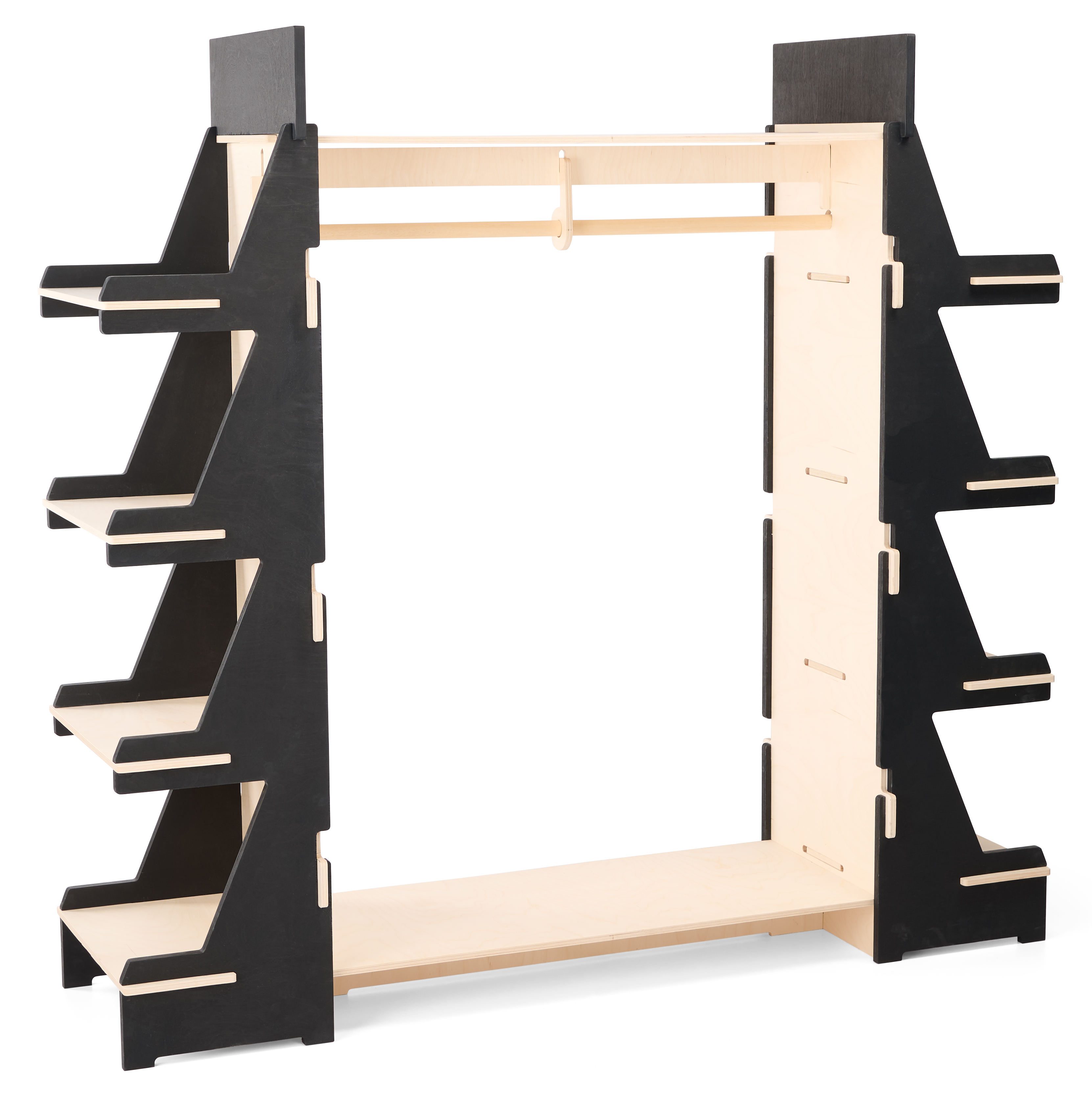 68 x 65 Clothing Rack with Shelves, Floor Standing, Eco-Friendly - Black/Natural - Image 2