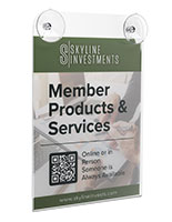 Glass mount sign holder attaches to any smooth surface