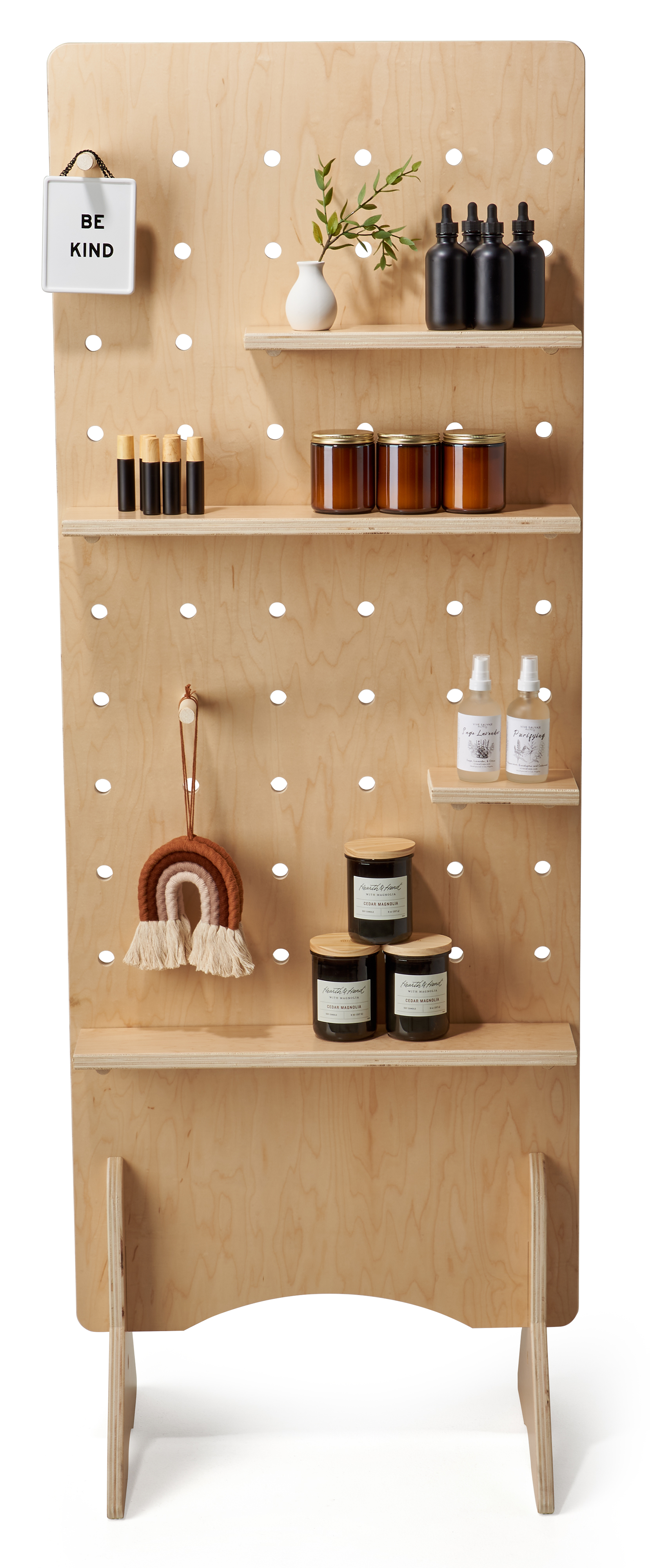 24 x 69 Pegboard Shelving Display, Floor Standing, Collapsible Design - Natural - Image 4