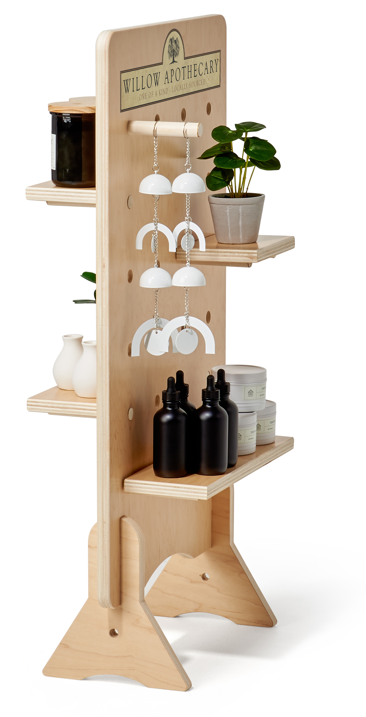 18 x 35 Pegboard Shelving Display, Countertop, Custom Printed Header - Natural - Image 5