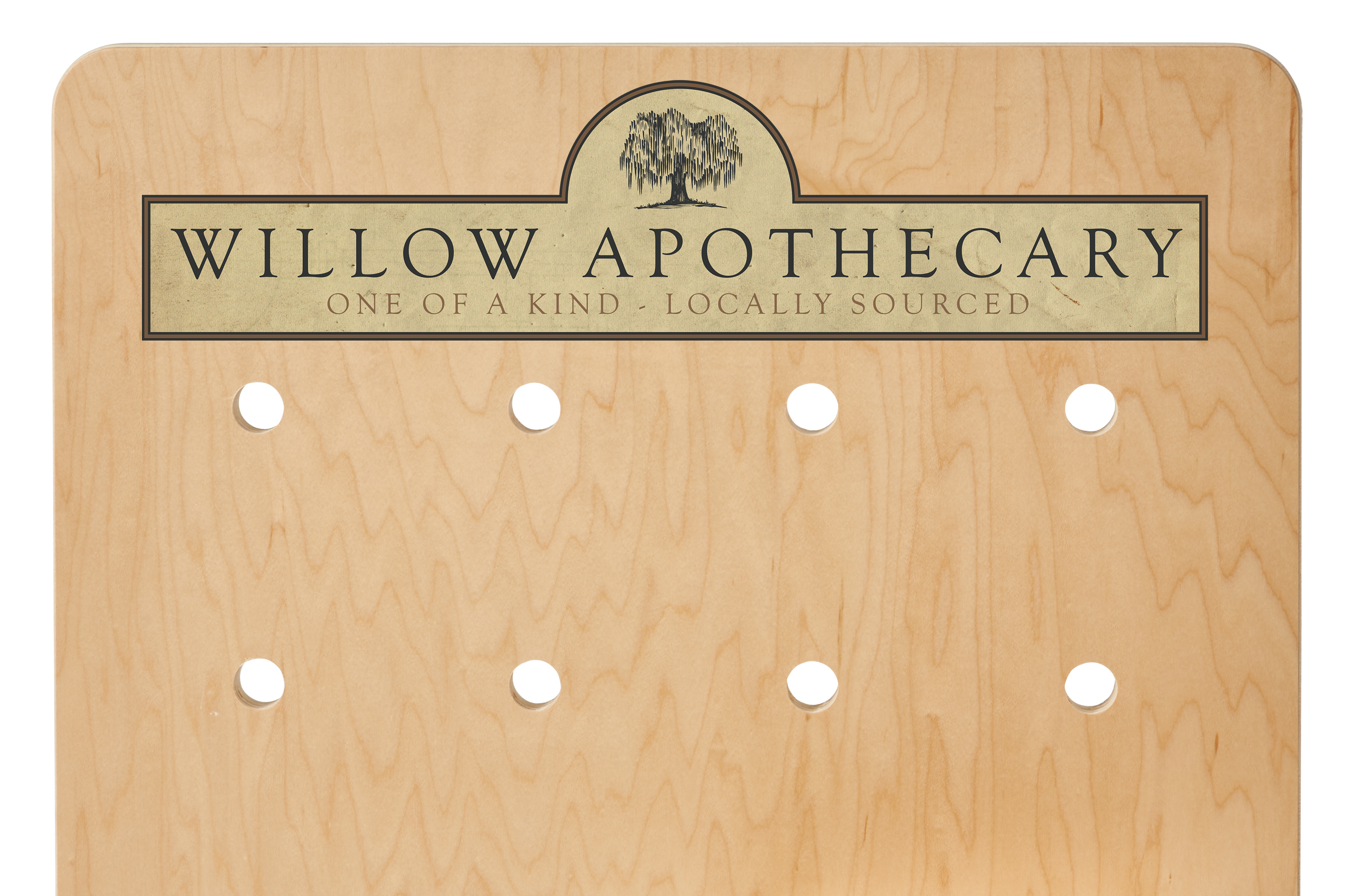 18 x 35 Pegboard Shelving Display, Countertop, Custom Printed Header - Natural - Image 6