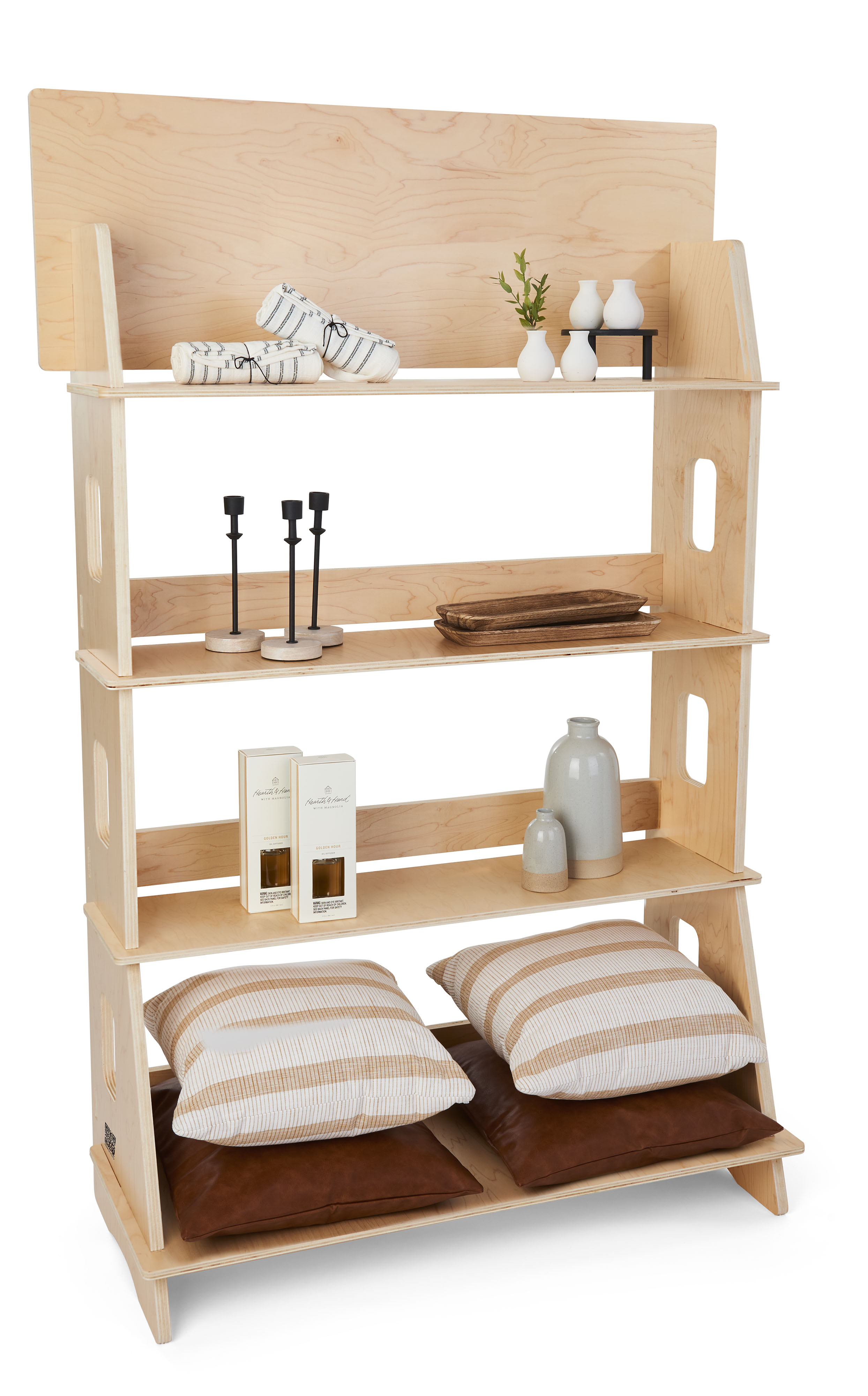 44 x 67.5 Multi-Tier Shelving Display, Floor Standing, Collapsible Design - Natural - Image 2