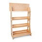 Wooden knockdown shelf merchandiser with four tiers 