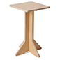 Collapsible wooden retail pedestal with 16 x 16 tabletop 