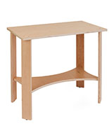 Wooden knockdown display table with natural wood laminate finish