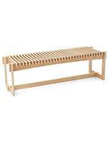 Slat bench with floor standing placement
