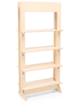 Wood freestanding shelving unit with 100 percent recyclable material