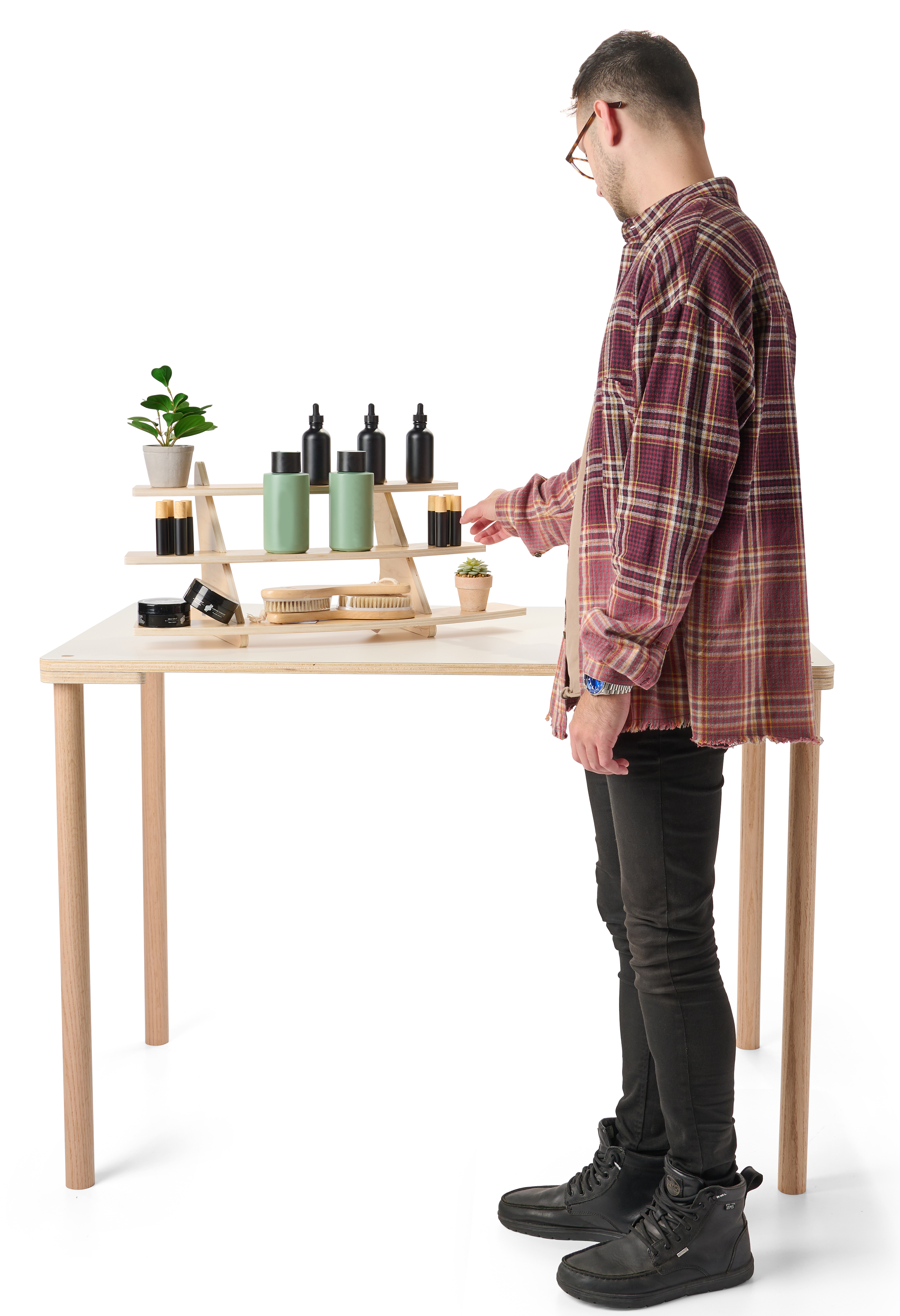 26.5 x 11 Knockdown 3-Tier Tabletop Display, Portable, Flatpack Design - Natural - Image 7