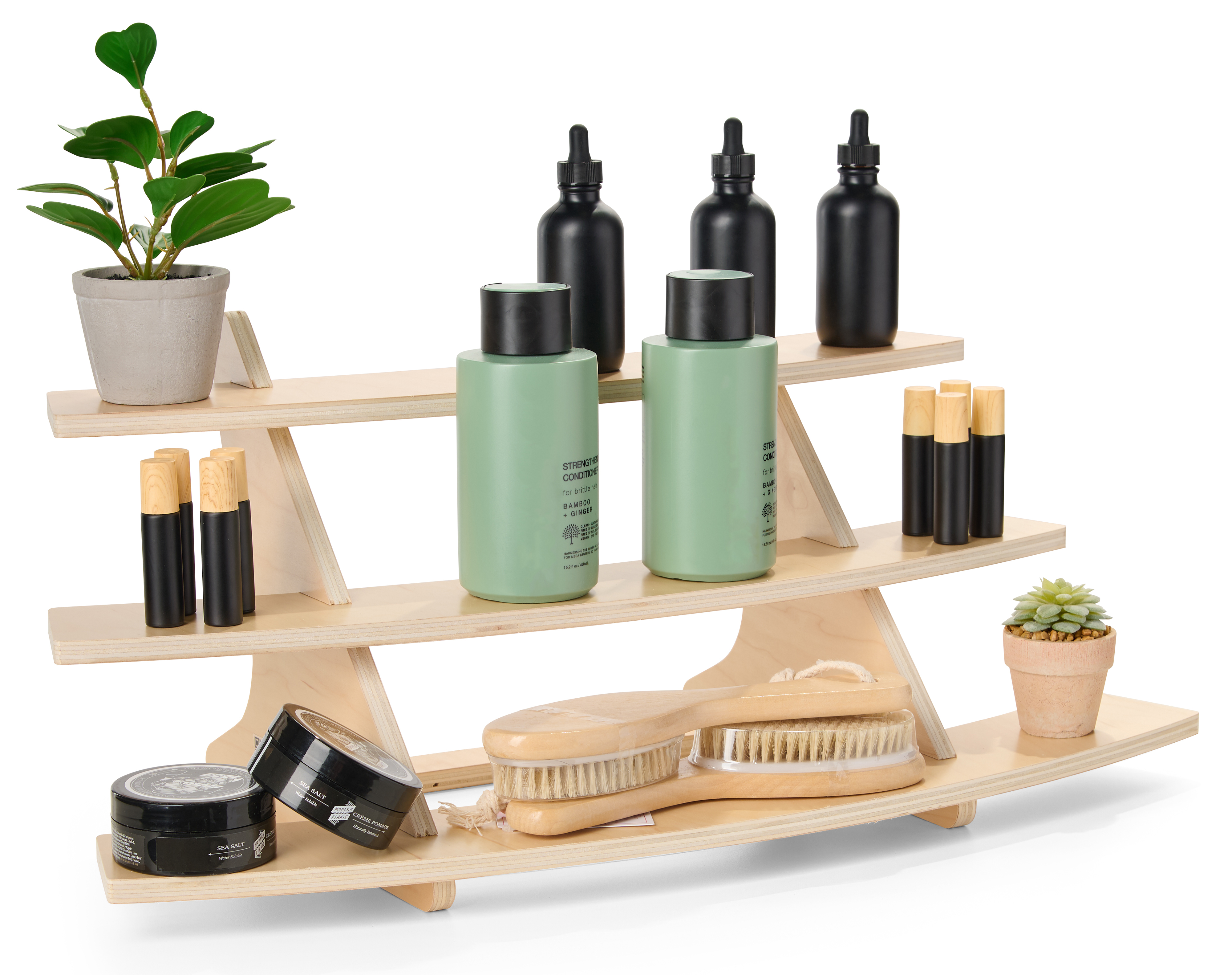 26.5 x 11 Knockdown 3-Tier Tabletop Display, Portable, Flatpack Design - Natural - Image 3