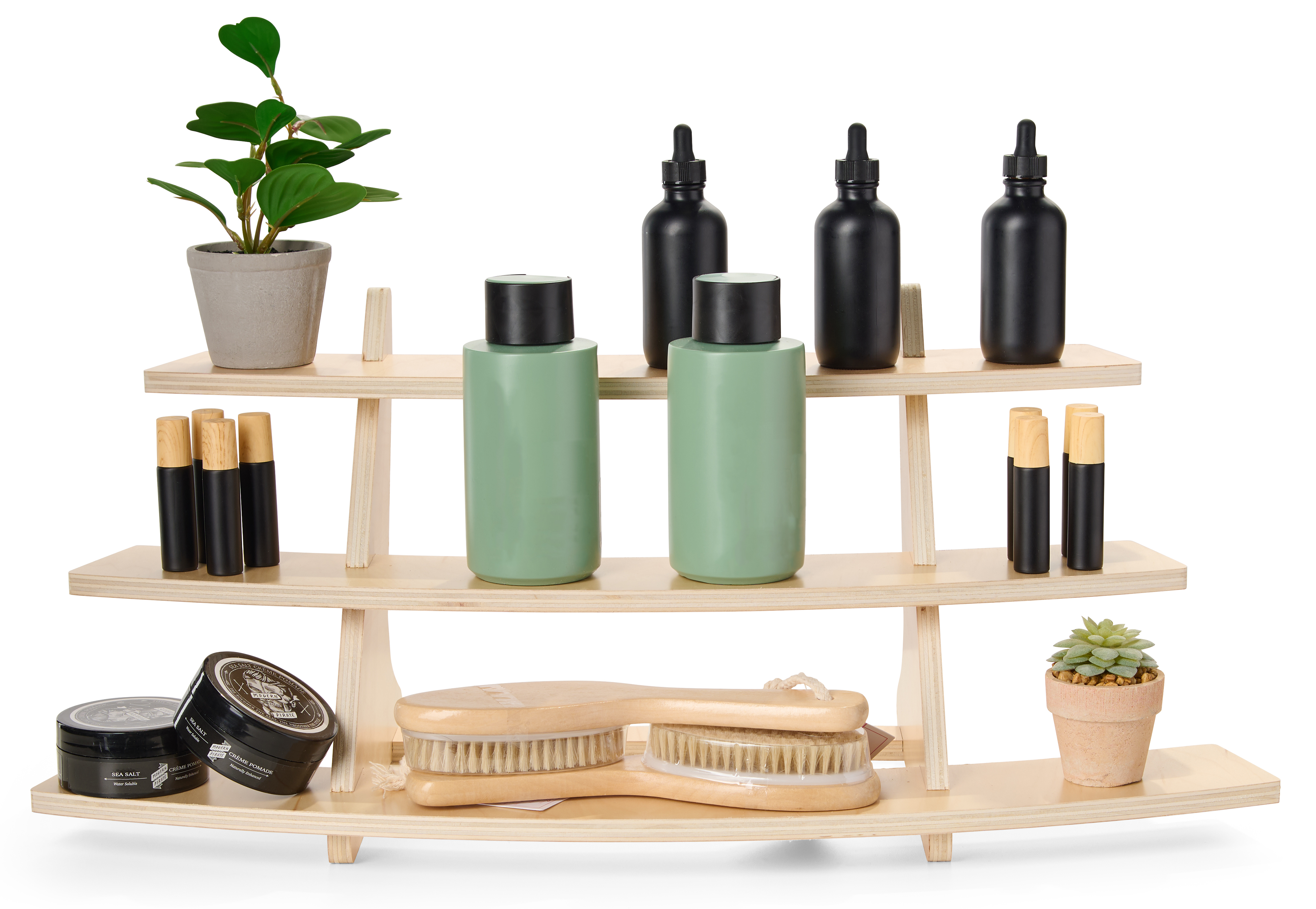 26.5 x 11 Knockdown 3-Tier Tabletop Display, Portable, Flatpack Design - Natural - Image 4