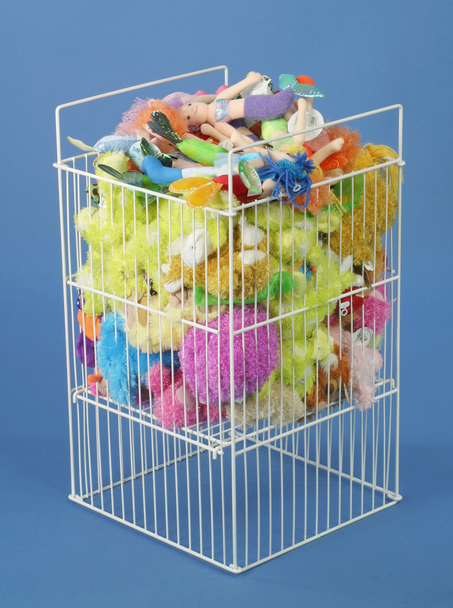 Wire Dump Bin w/ Adjustable Shelf, Floorstanding - White - Image 2