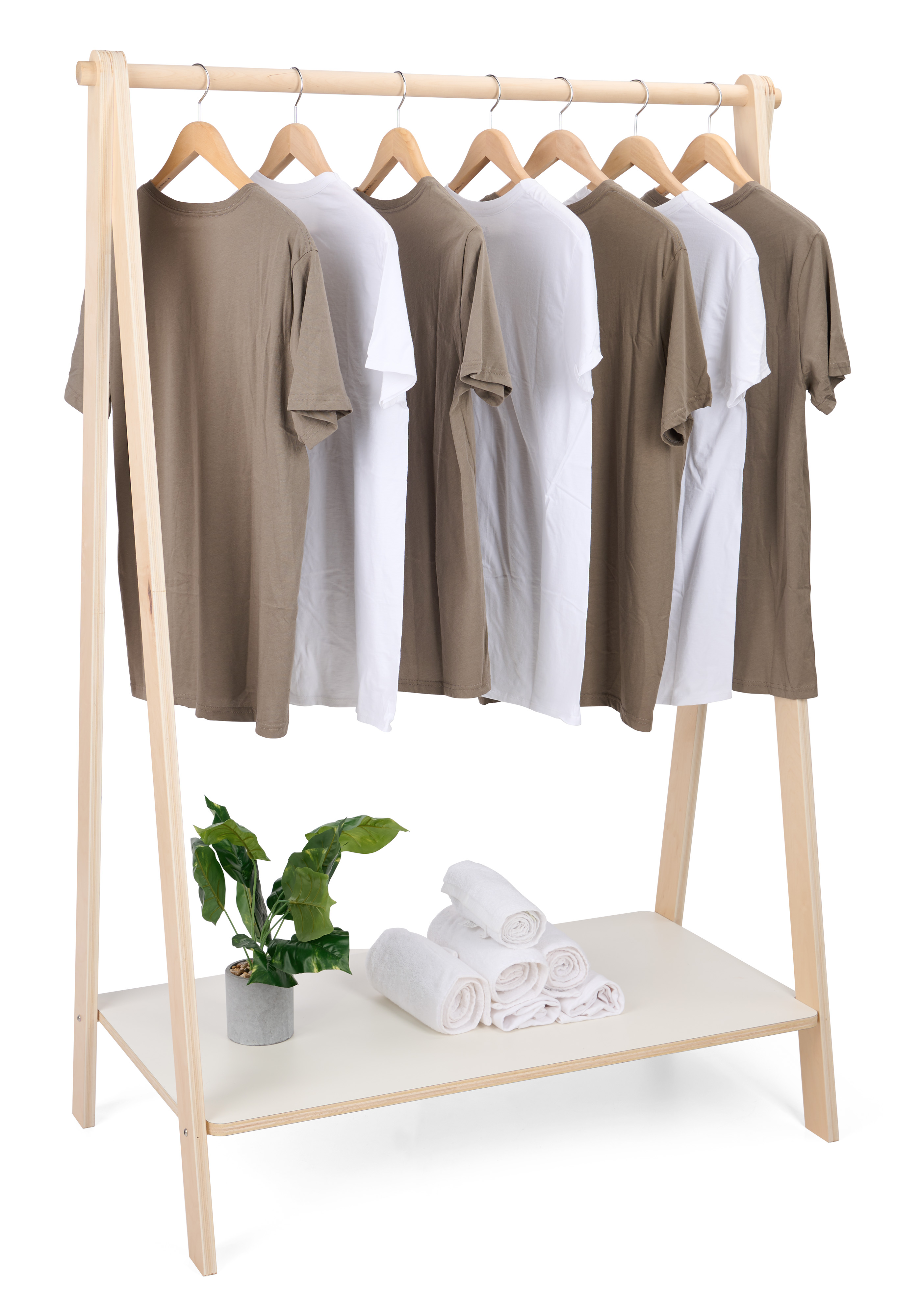 Wooden Clothing Rack with Wooden Shelf Displays2Go