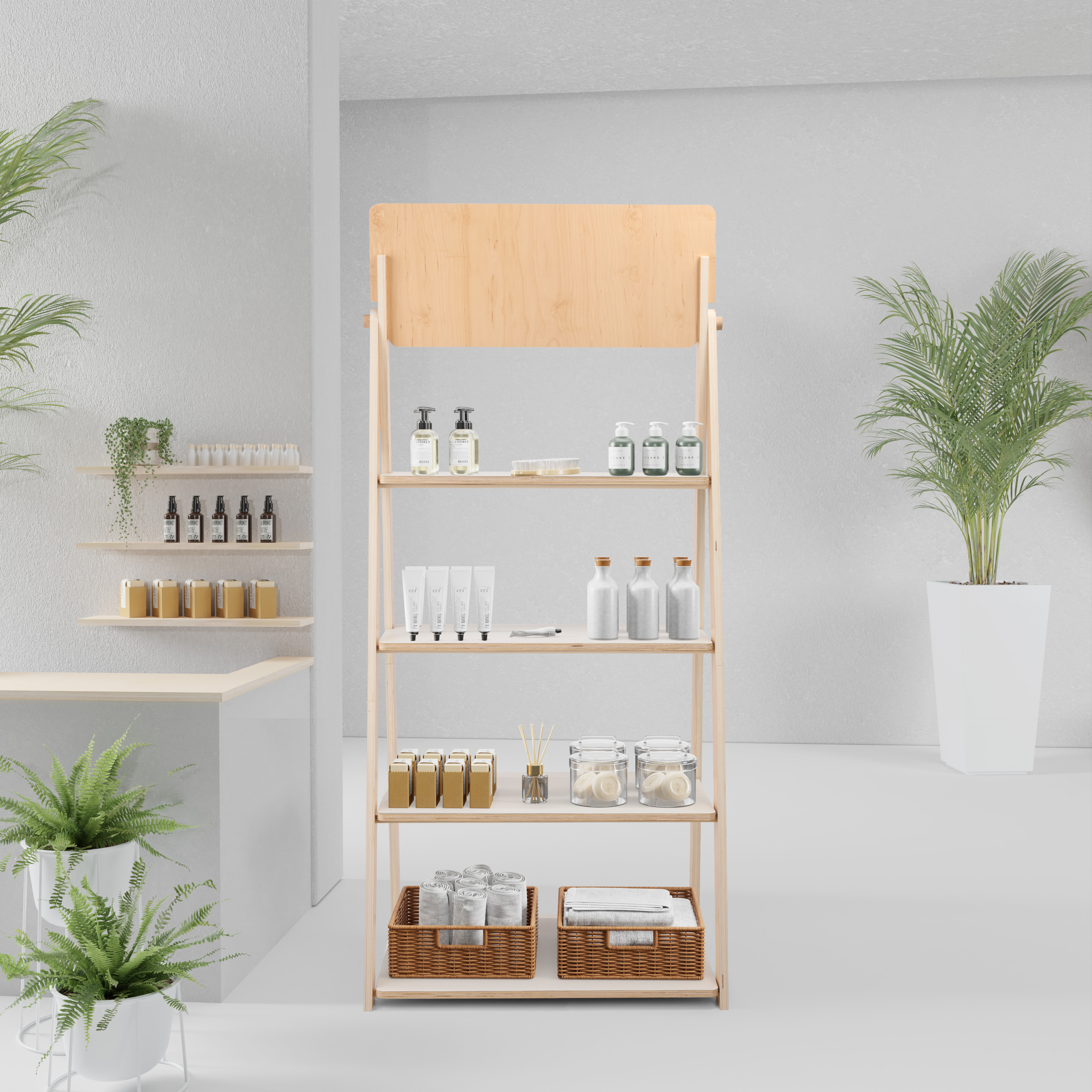 White Ladder Shelves 4 Tier MultiLevel Display