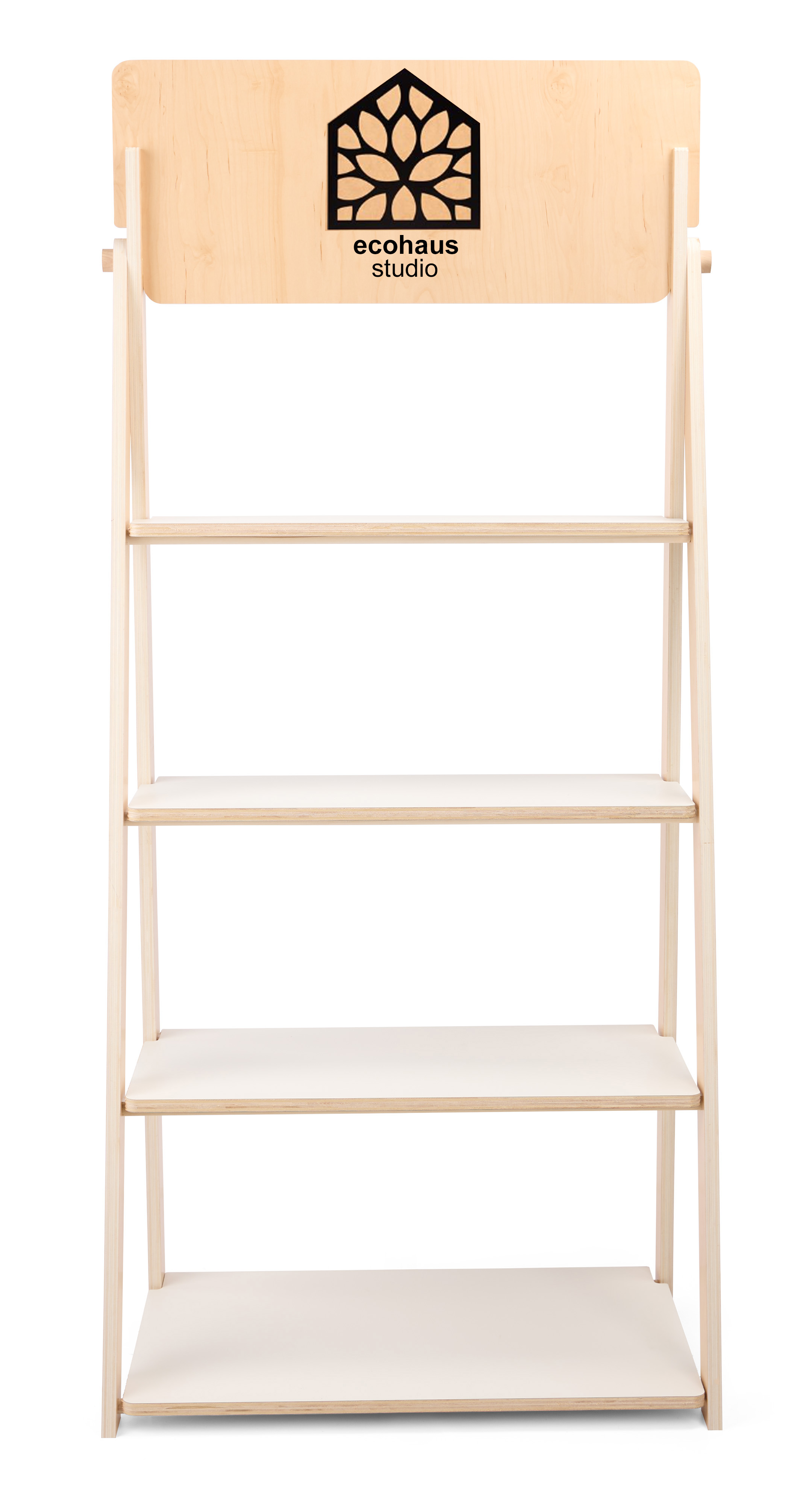 73" x 31.5" Multi-Tiered Shelving Display, Custom Graphics, Simple Assembly - Natural - Image 3