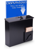Black Donation Box with Sign Holder and Comment Card Pocket