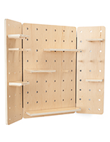 Wall mount swinging pegboard with no assembly needed