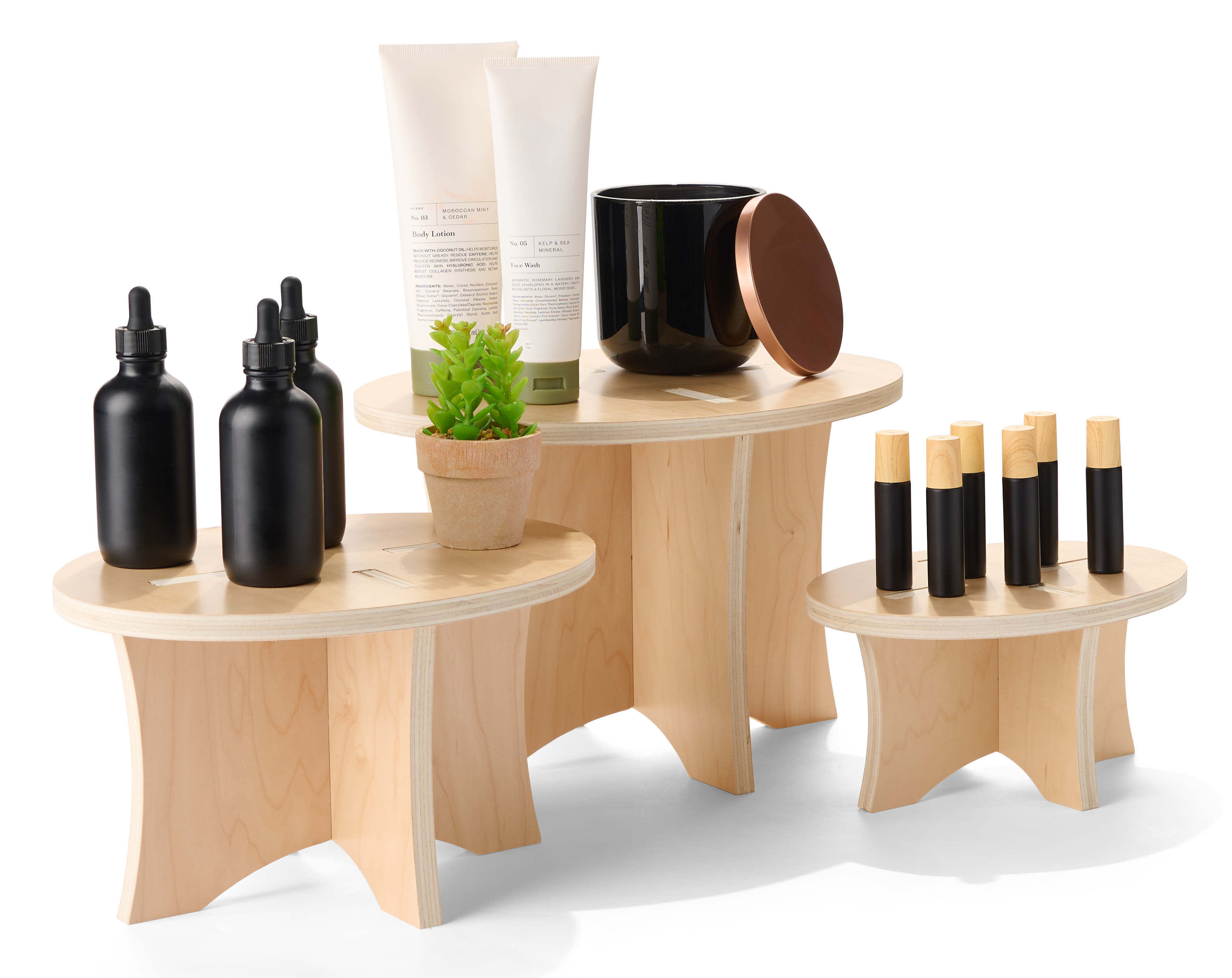 Wooden Tabletop Risers, Set of 3 Various Sizes, Portable, Flat Pack Build - Natural - Image 6