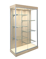 LED glass display cabinet with split shelves