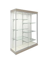 LED glass display cabinet with concrete groovs finish
