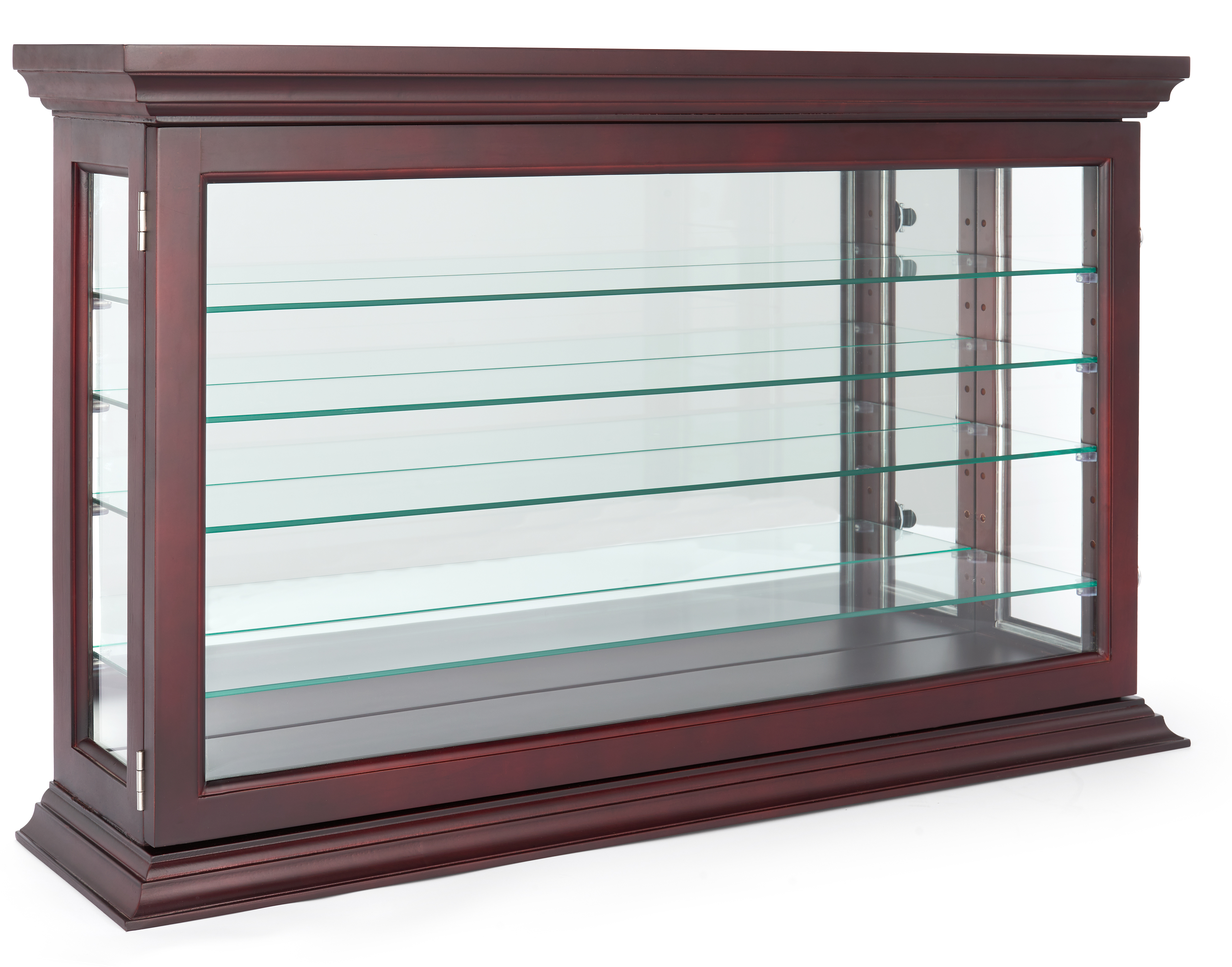 34" Countertop/Wall Mount Display Case, Adjustable Shelves, Locking - Mahogany - Image 3