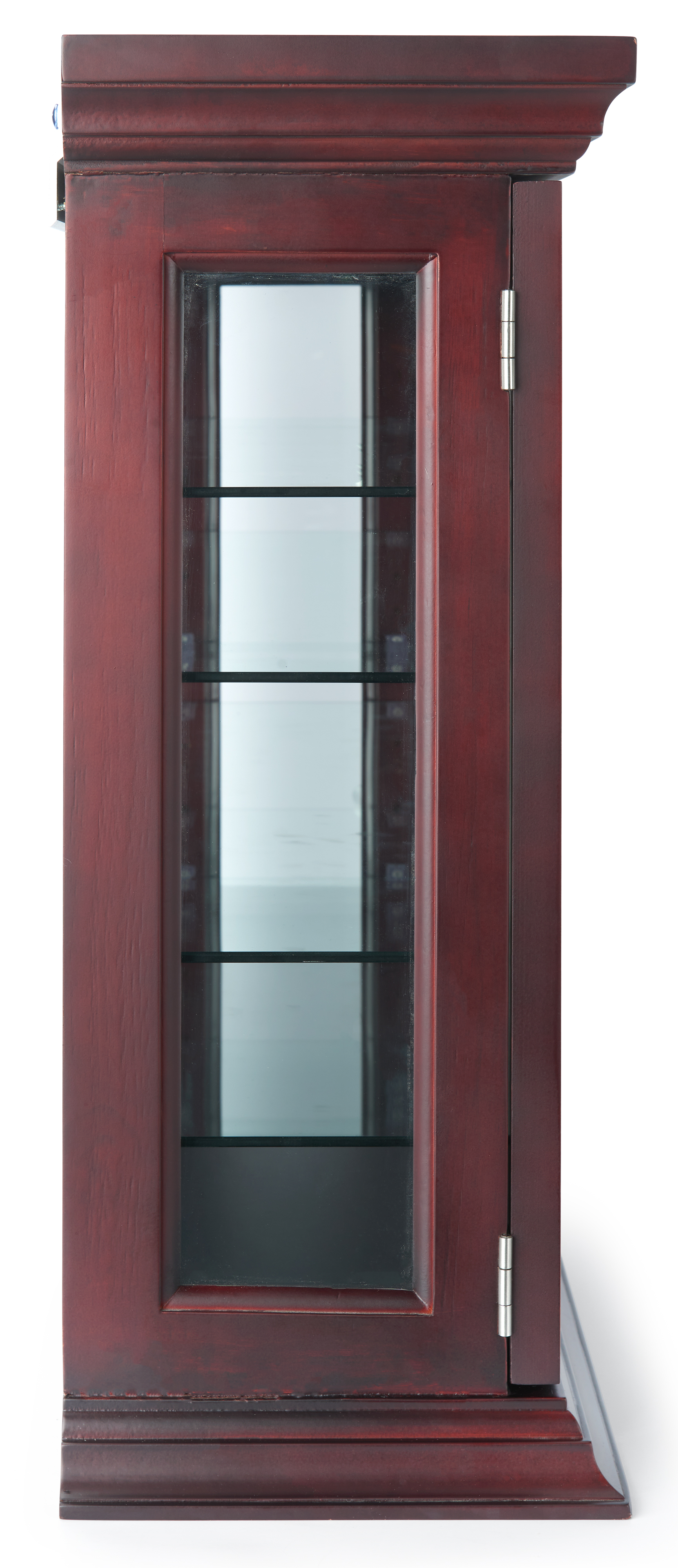 34" Countertop/Wall Mount Display Case, Adjustable Shelves, Locking - Mahogany - Image 5
