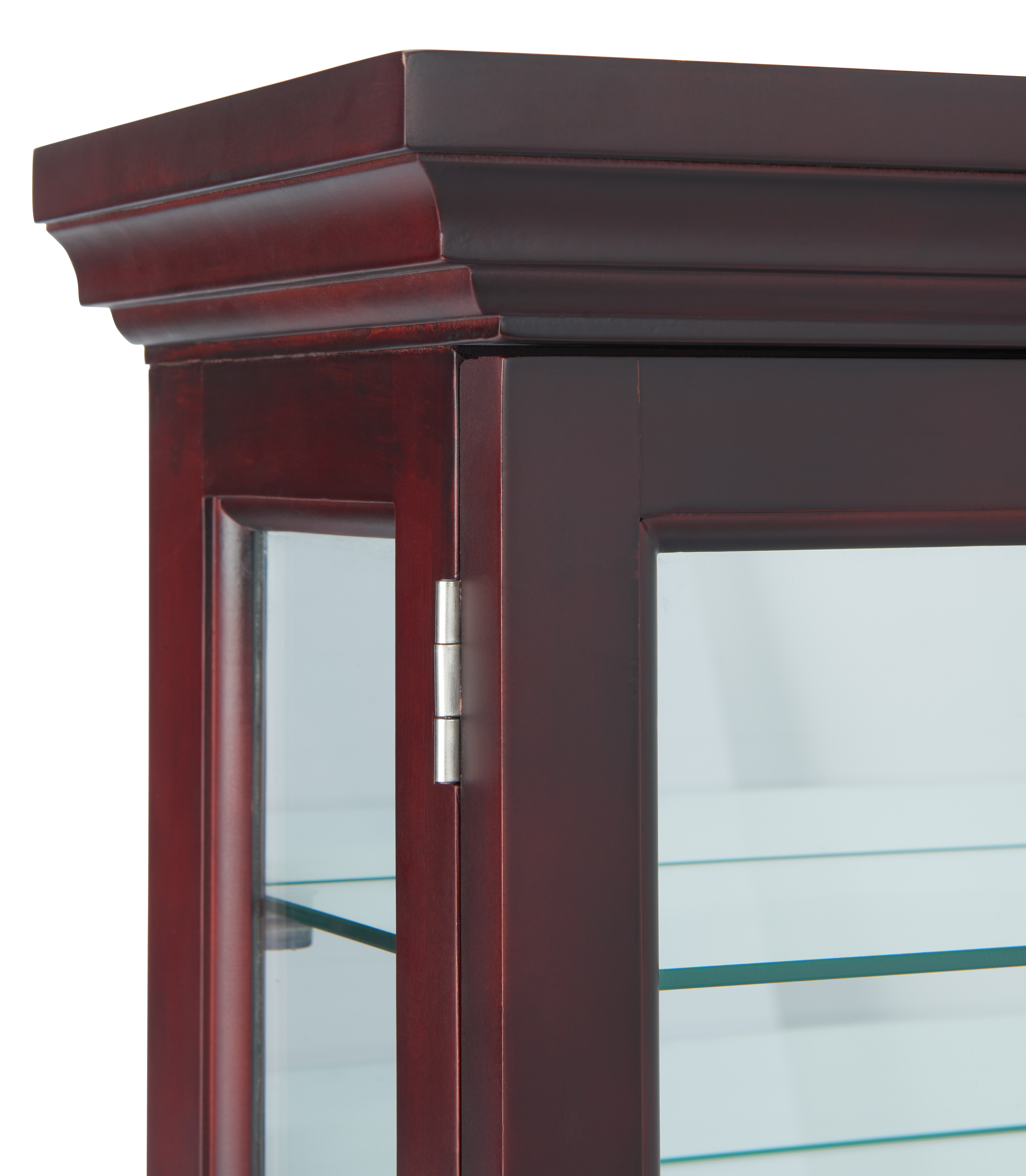 34" Countertop/Wall Mount Display Case, Adjustable Shelves, Locking - Mahogany - Image 6