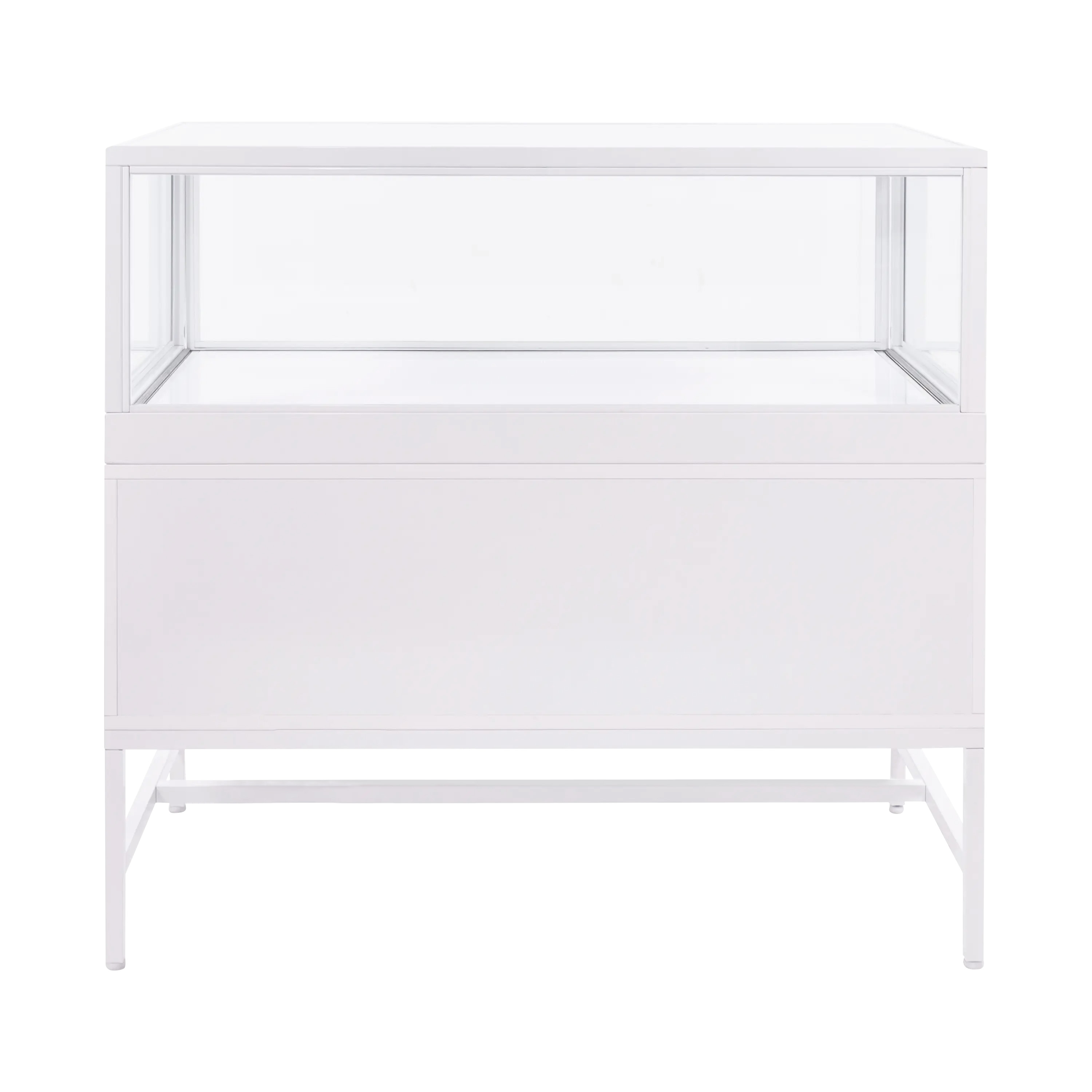 48" Glass Showcase Display Cabinet w/ Locking Drawers, Tempered Glass, and LED Lights - Image 3