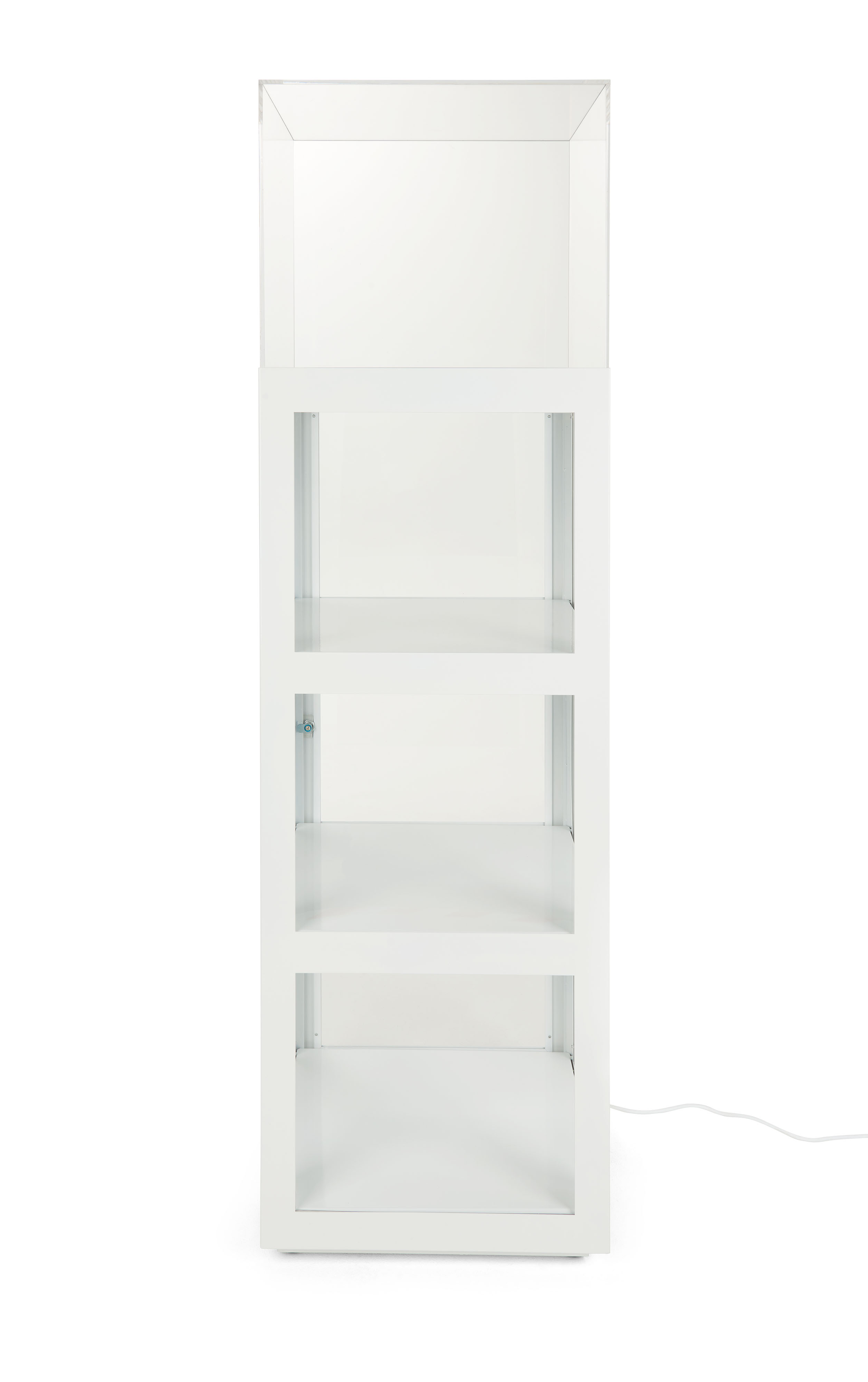 20" Acrylic Display Case w/ Interior LED lights, Locking Fixed Shelves- White - Image 2