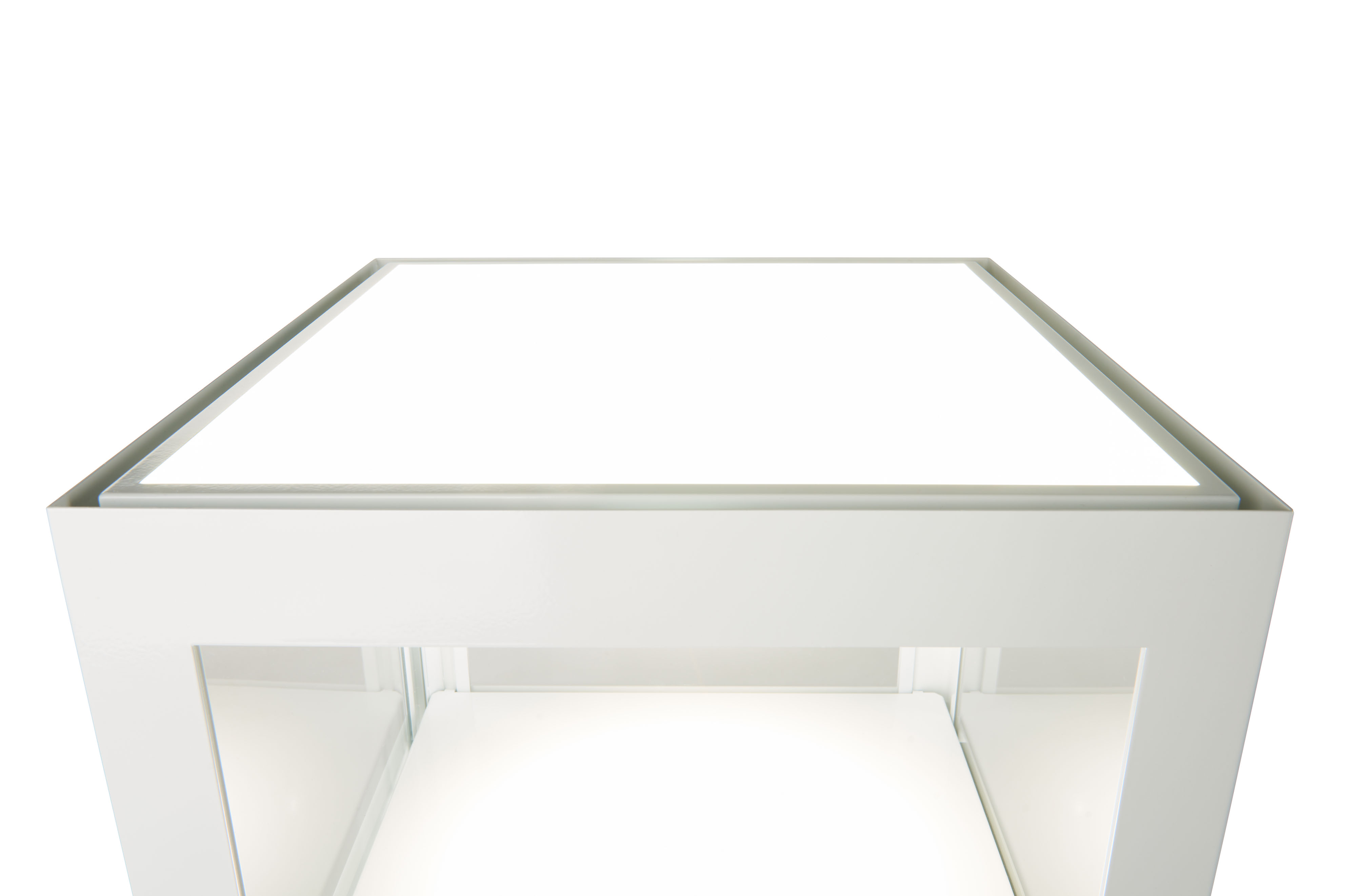 20" Acrylic Display Case w/ Interior LED lights, Locking Fixed Shelves- White - Image 7