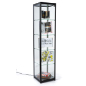 15.5-inch wide black aluminum glass curio cabinet display tower