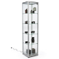 silver 16-inch wide glass display tower