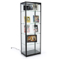 23.5-inch wide black glass curio display cabinet with aluminum frame