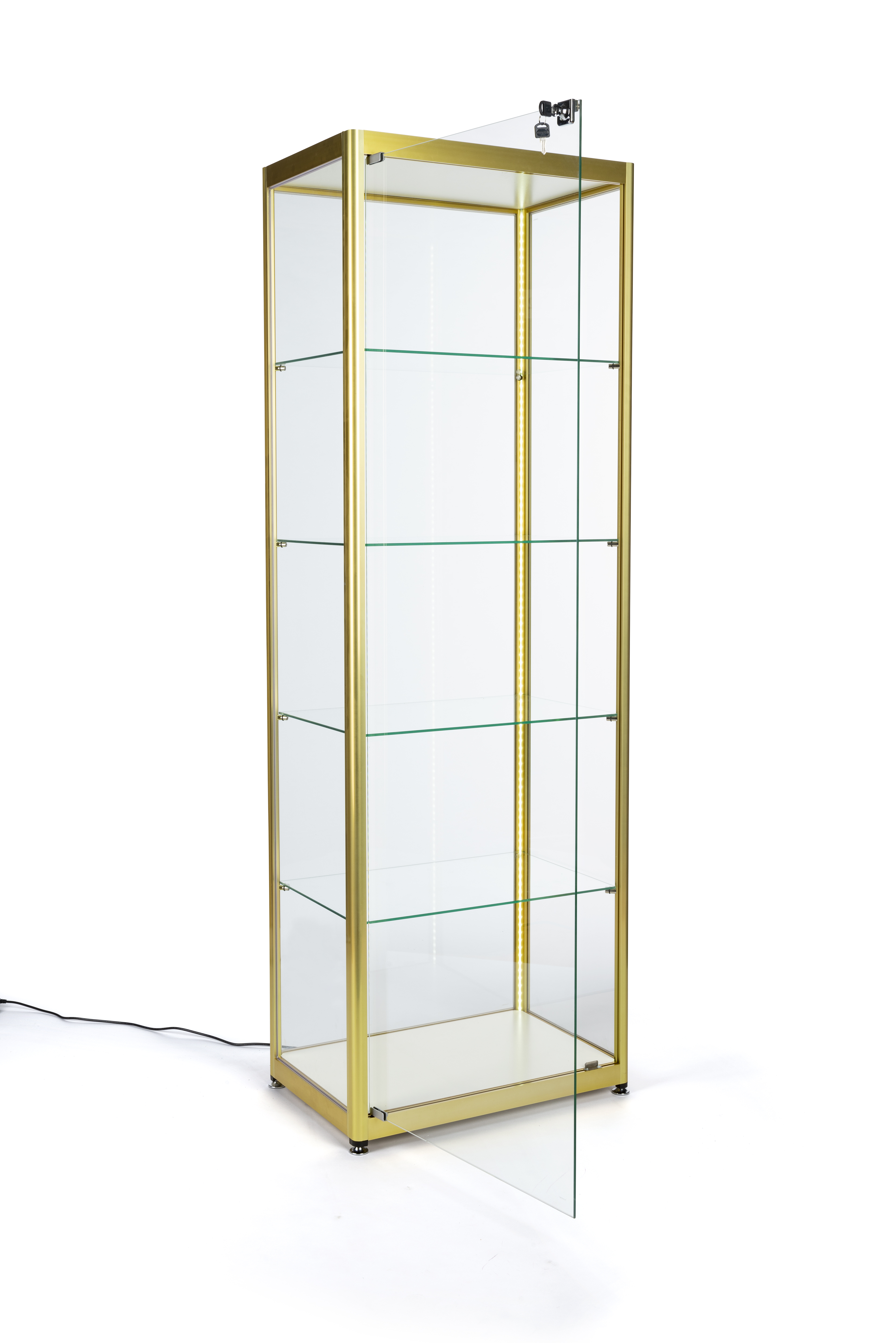 Narrow Display Racks Full Glass Narrow Display Cabinet | Adjustable Shelves, 23.5