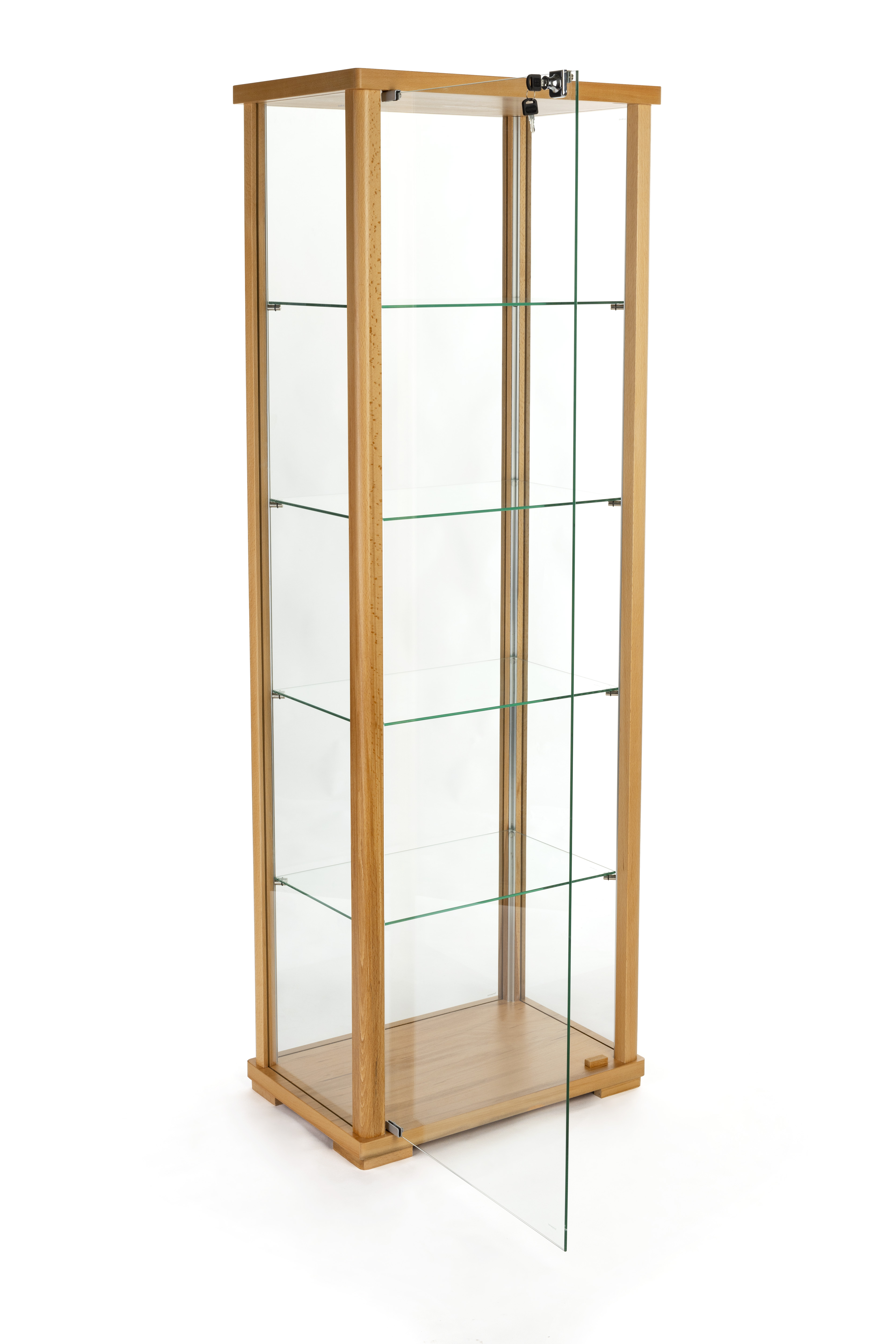 Tall Glass Display Cabinet  Lockable Swing Style Doors