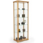 23.5-inch wide light hornbeam wood glass curio cabinet display