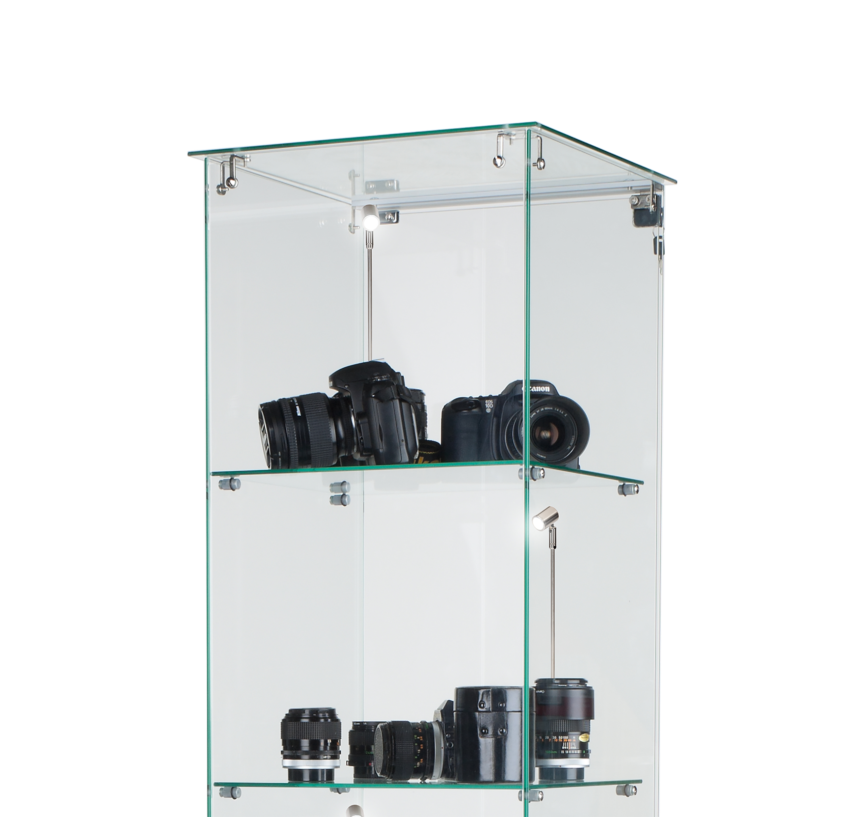 Display Case Spotlights  4 Sizes, Set of Two in Black or Silver