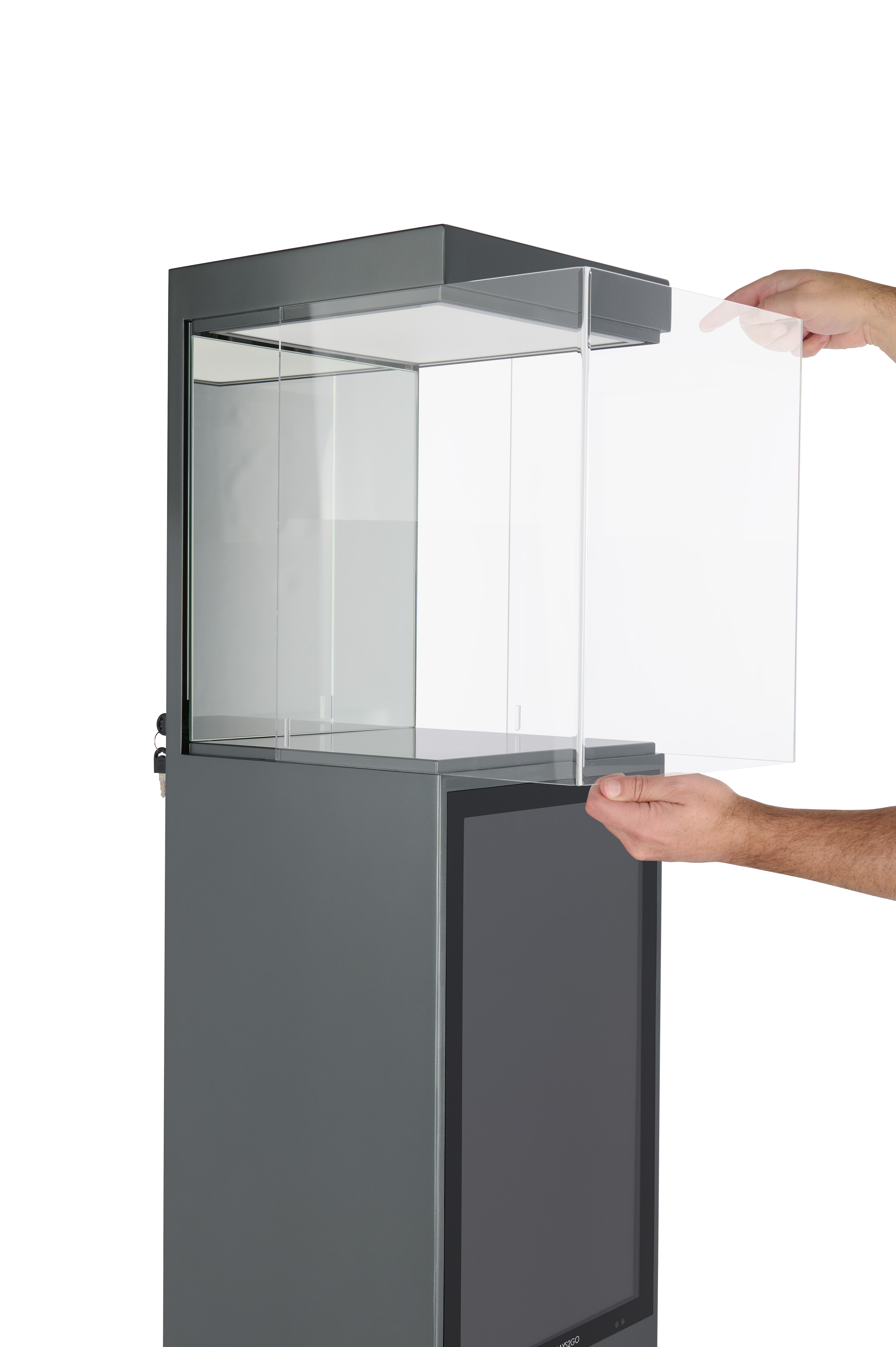 LED Illuminated Display Case w/ 21.5 Screen, Android 11 OS- Graphite - Image 3